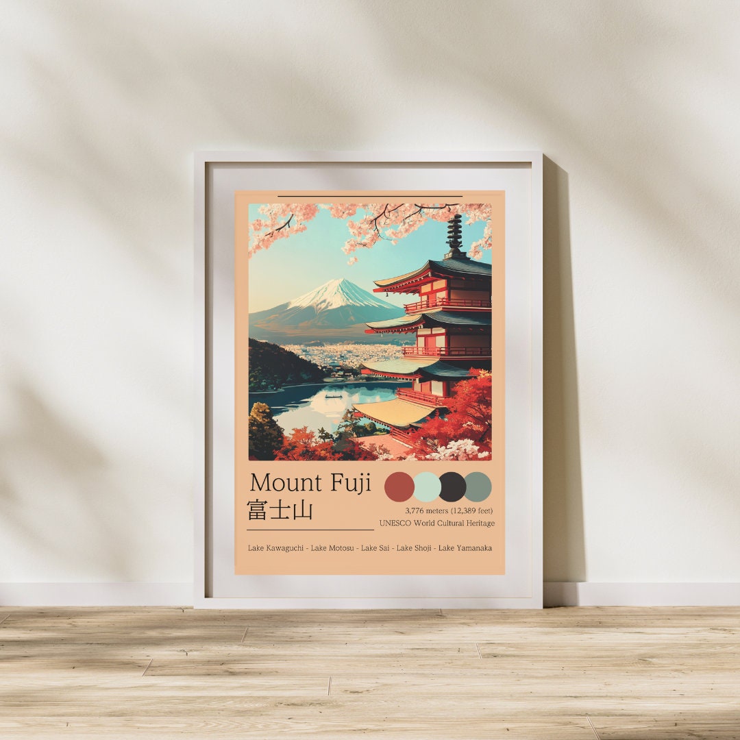 Mount Fuji Japan Travel Poster – Scenic Japanese Wall Art | Japanese ...
