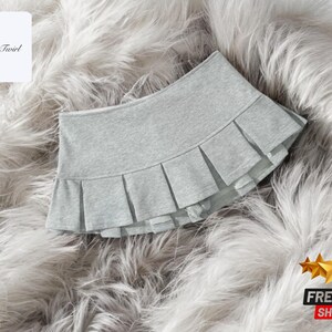 Women&#39;s Terry Pleated Mini Skirt | Trendy Sexy Bottomwear | Super Micro Apparel | Chic Rave Slim Fit Outfit | Zipper Closure