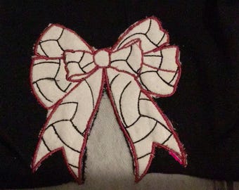 Volleyball themed shirt side seam spilt bow