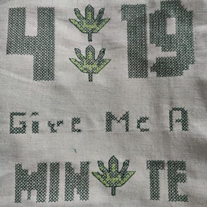 Marijuana themed embroidery cross stitch design for 6x10 hoop