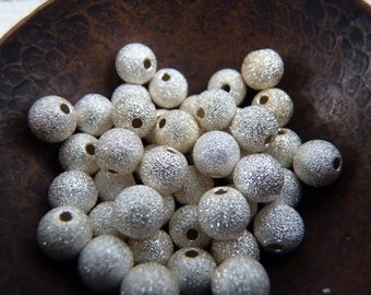7mm sterling silver stardust beads