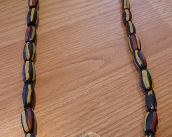 19th Century Trade Beads - red, yellow, black striped
