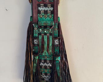 Tuareg leather pouch with long straps