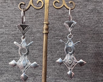 Sterling silver Tuareg cross earrings