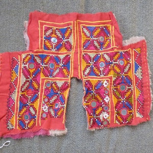 Hand embroidered Rabari mirror cloth swatch