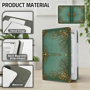 Kindle Case Book Cover, with strap, with stand, Paperwhite Case, Ereader Cover, Book Lover Gift, Reading Lover Gift image 13