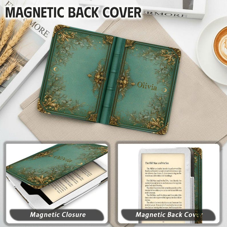Kindle Case Book Cover, with strap, with stand, Paperwhite Case, Ereader Cover, Book Lover Gift, Reading Lover Gift image 10