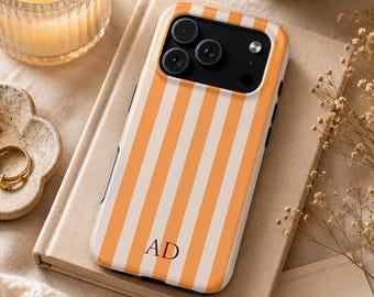Erste Handyhülle gestreifte personalisierte iPhone Hülle 17 16 15 14 Pro Max Minimalistische ästhetische Monogrammhülle Preppy Style Geschenk für sie