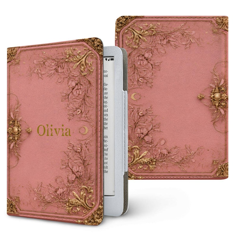 Kindle Case Book Cover, with strap, with stand, Paperwhite Case, Ereader Cover, Book Lover Gift, Reading Lover Gift Pastel Pink