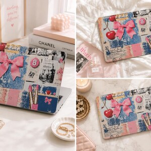 Kirsche Schleife Collage MacBook Soft Case ästhetische Air 16 15 Zoll A3114 M3 M2 Air 13 A2337, Laptop Hülle für Mac Pro 13 14 15 16 2022-2024 Bild 2
