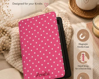 polka Kindle Case with Stripes, Customizable for Kindle 11th 6", Kindle Paperwhite 11th, Paperwhite 12th 7", Colorsoft 2024 Kobo Magnetic