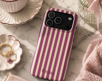 Gestreifte Handyhülle, weiches Mädchen, niedliches Design, Y2K Stil, niedlich, trendige Ästhetik für iPhone 17 16 15 14 13 12 Pro Max, Samsung S26 S25 S24 S23