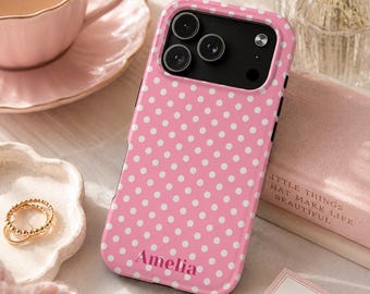 Polka Dot Handy Hülle, Weiches Mädchen Niedliches Design, Y2K Stil, Niedliche Trendy Ästhetik für iPhone 17 16 15 14 13 12 Pro Max, Samsung S26 S25 S24 S23