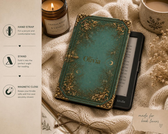 Kindle Case Book Cover,  with strap, with stand, Paperwhite Case, Ereader Cover, Book Lover Gift, Reading Lover Gift