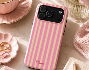 gestreifte Handyhülle, weiches Mädchen, niedliches Design, Y2K Stil, niedlich, trendige Ästhetik für iPhone 17 16 15 14 13 12 Pro Max, Samsung S26 S25 S24 S23