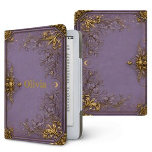 Kindle Case Book Cover, with strap, with stand, Paperwhite Case, Ereader Cover, Book Lover Gift, Reading Lover Gift Lavender