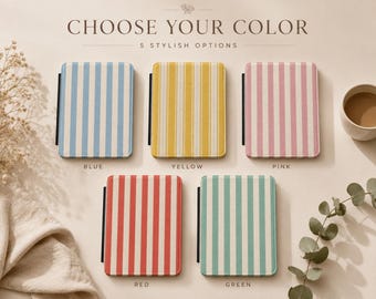 retro stripes Kindle Hülle mit Schulterband, Initials, Monogram Paperwhite Hülle, Colorsoft / Paperwhite 12 Gen
