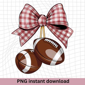 Football Checkered Coquette PNG, Game Day PNG, Hand Drawn Design, Touchdown Season, Sport, Coquette, Transparent Background
