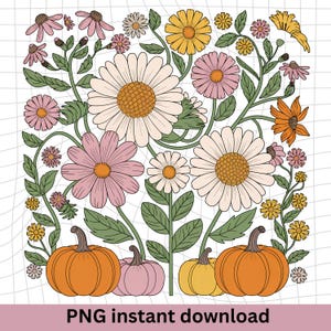 Pink Pumpkin Png, Boho Floral Fall Png, Retro Fall Png, Autumn Vibes Png, Pumpkin Season Png, Leopard Pumpkin Png, Fall Sublimation