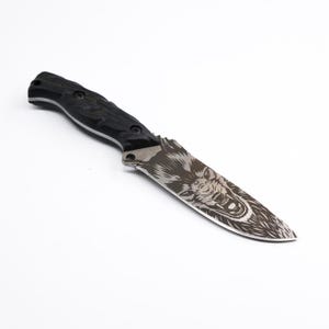 Personalized Wolf Hunting Knife | Hand-Forged Full Tang 4116 Stainless Steel Custom Engraved Outdoors Knife