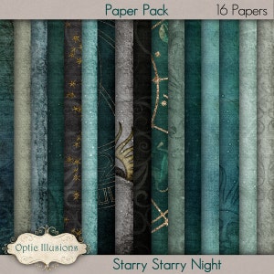 Starry Starry Night - Digital Scrapbooking Paper   - 16 Papers - 12 x 12 Inches - INSTANT DOWNLOAD -2.75