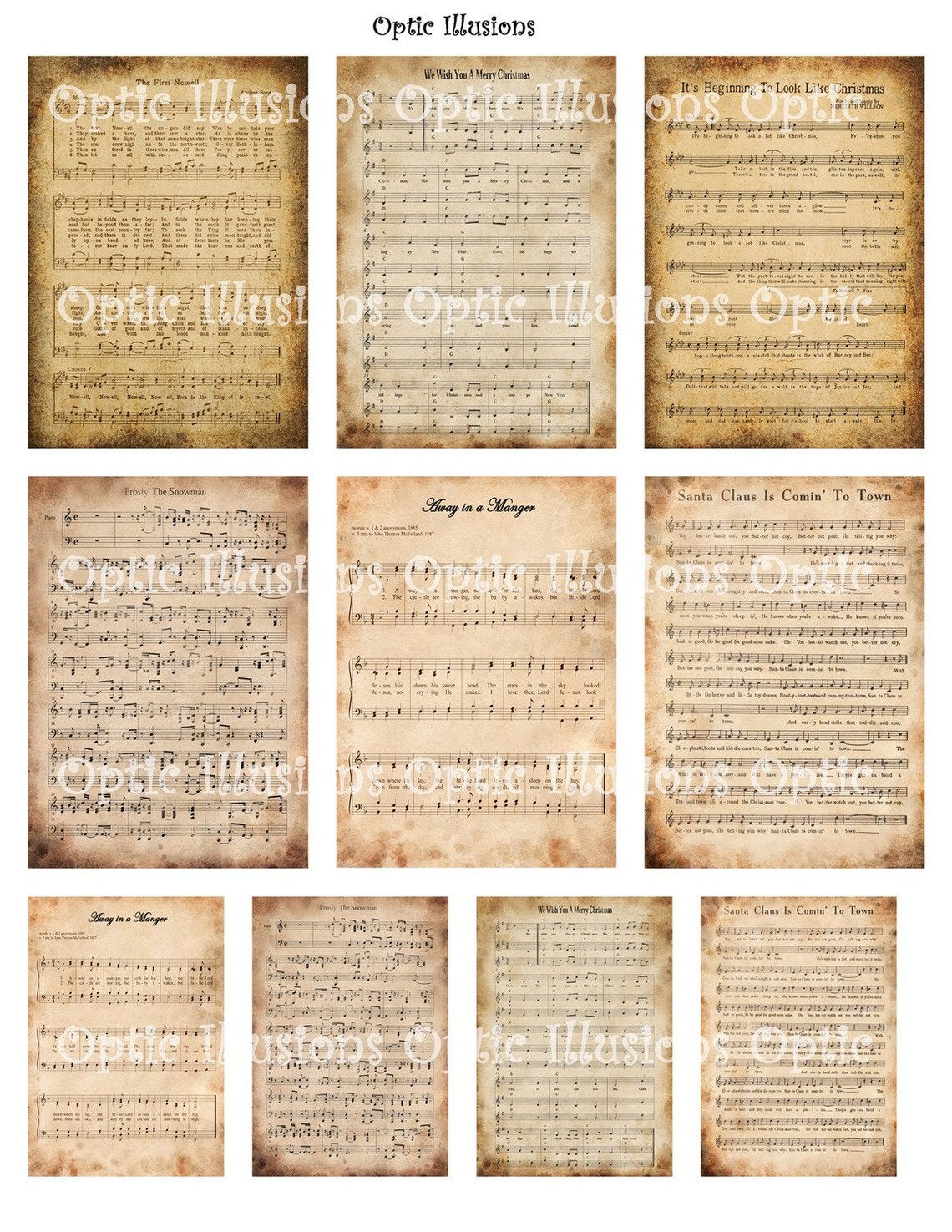 Mini Christmas Carols Sheet 2 Each 2.5 X 3.5 in Size - Etsy