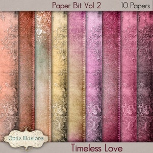 Papeles de Scrapbooking Digital - Amor atemporal - Bits de papel - Vol 2 - 10 Papeles Diseñados - 12 x 12 Pulgadas - DESCARGA INSTANTE -2.75