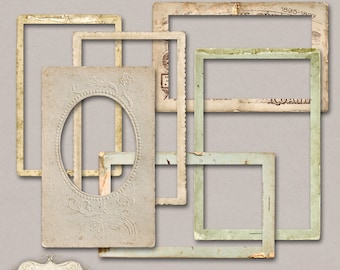 Old Paper Frames - Vol 3 - Digital Scrapbooking - Elements, 6 Vintage Paper Frames - Commercial Use - INSTANT DOWNLOAD -