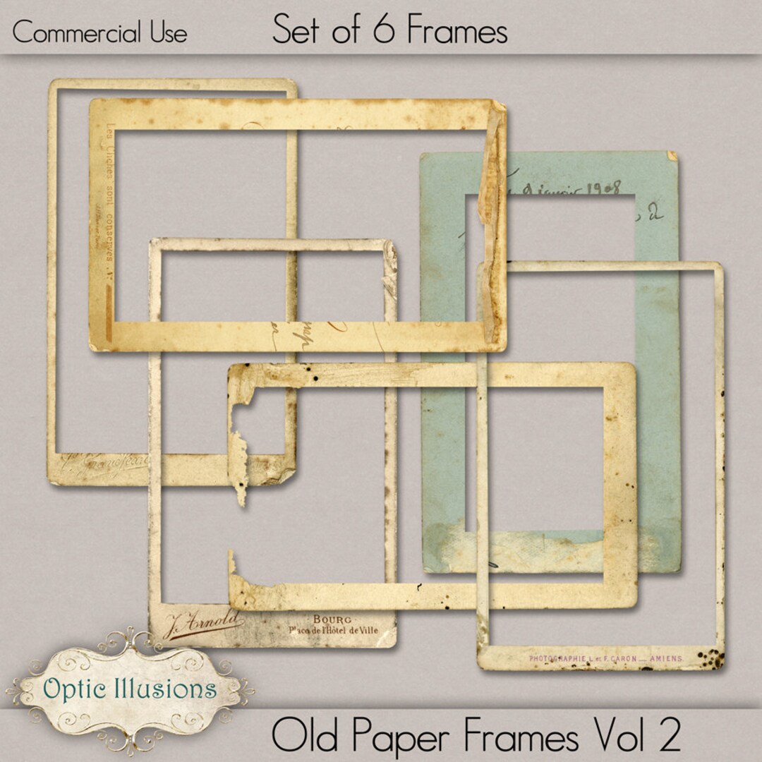 Old Paper Frames - Vol 2 - Clip Art - Commercial Use - Six Frames Made ...
