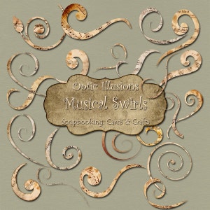 Musical Swirls - 34 Musical Swirls - Clip Art - Digital Scrapbooking, Cards and Crafts, Commerical Use - INSTANT DOWNLOAD -1.75