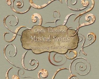 Musical Swirls - 34 Musical Swirls - Clip Art - Digital Scrapbooking, Cards and Crafts, Commerical Use - INSTANT DOWNLOAD -1.75