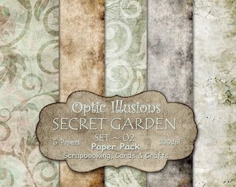 Secret Garden - Set 02 - Digital Scrapbooking Papers - Paper Pack - 12 x 12 inch - INSTANT DOWNLOAD -