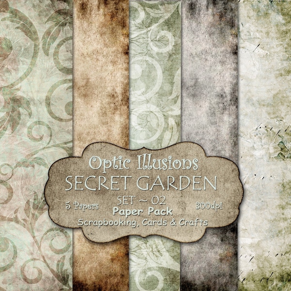 Secret Garden - Set 02 - Digital Scrapbooking Papers - Paper Pack - 12 x 12 inch - INSTANT DOWNLOAD -