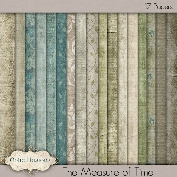 The Measure of Time - Digital Scrapbooking Paper Pack  - 17 Great Papers - 8.5 x 11 Inches - INSTANT DOWNLOAD - 2.75