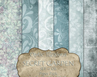 Secret Garden  - Set 07 - Digital Scrapbooking Papers - Paper Pack - 12 x 12 inch - INSTANT DOWNLOAD -