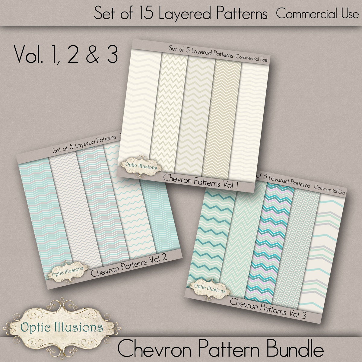CHEVRON PATTERN - BUNDLE - Vol 1, 2 & 3 - Cu - Commercial Use - 15 ...