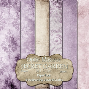 Secret Garden Set 05 Digital Scrapbooking Papers Paper Pack 12 x 12 inch by Optic Illusions INSTANT DOWNLOAD image 1