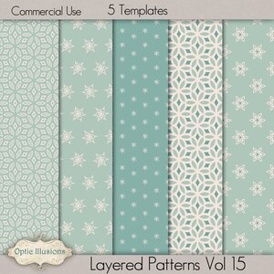 Layered Patterns - Vol 15 - Digital Scrapbooking Overlays - Commercial Use - 5 Layered Patterns - 12 x 12 inch - INSTANT DOWNLOAD - 3.75