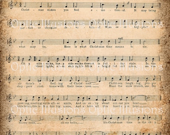 Vintage Christmas Carols - Set of 2 - Silver Bells and Chestnuts Roasting on an Open Fire  - INSTANT DOWNLOAD -2.00