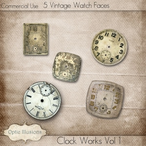 Clock Works Vol 1 -  Vintage Watch Faces - Commercial Use -  INSTANT DOWNLOAD -3.75