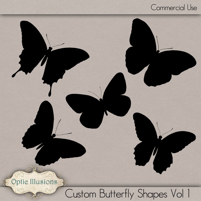 Custom Shape Butterflies - Vol 1 INSTANT DOWNLOAD -2.50 Commercial and Personal Use