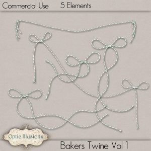 Bakers Twine archi - Vol 1 - Clip Art - 5 archi originali e cravatte - uso commerciale - INSTANT DOWNLOAD -3.50