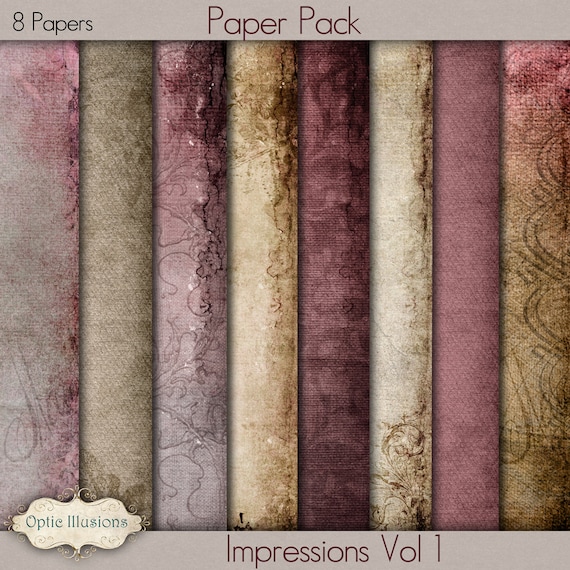 Digital Scrapbooking Paper - Impressions Vol 1 - Digital Papers -  12 x 12 Inches  -  INSTANT DOWNLOAD -2.50