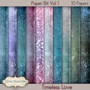 Digitale Papiere Digitales Scrapbooking Papier Timeless Love Paper Bits Vol 1 10 Papiere INSTANT DOWNLOAD 2.75 Bild 1