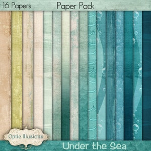 Digital Paper - Digital Scrapbooking Papers - Under The Sea - 16 Papers - 12 x 12 Inches - INSTANT DOWNLOAD -3.25