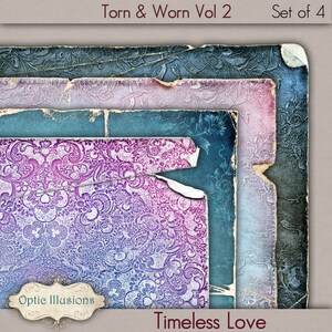 AMOR SIN TIEMPO - Torn and Worn Vol 2 - Papeles de Scrapbooking Digital - Paquete de Papel Digital - Set 02 - 4 Hermosos Papeles -2.50