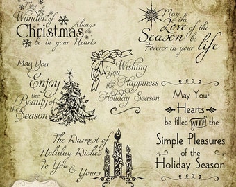 Holiday Word Art - Vol 2 -  Stamps,  Clip Art - Card Supplies, Digital Stamps, Scrapbooking, Paper Goods  - INSTANT DOWNLOAD -2.50