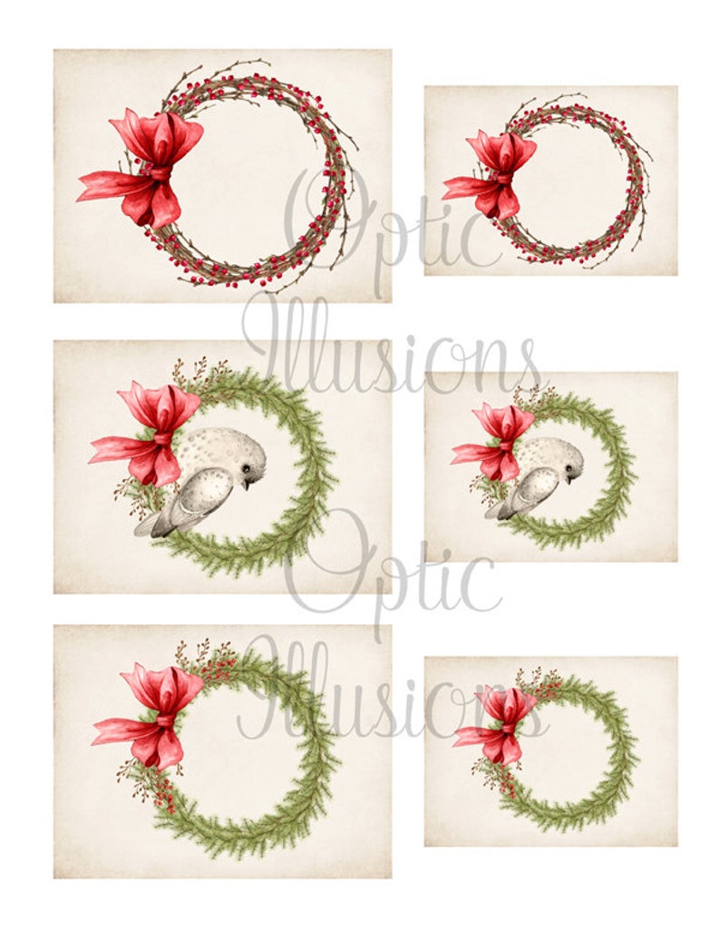 Printable Christmas Gift Tags Wreaths Birds Nest Twig & - Etsy UK
