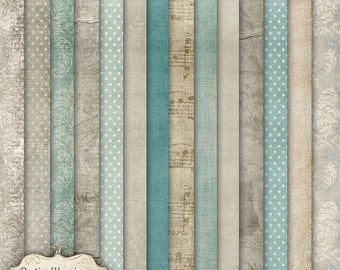 Vintage Charm - Digital Papers - Digital Scrapbooking Paper Pack  - 14 Beautiful Papers - 12 x 12 inch - INSTANT DOWNLOAD -2.75