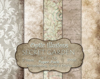 Secret Garden - Set 03 - Digital Scrapbooking Papers - Paper Pack - 12 x 12 inch - INSTANT DOWNLOAD -